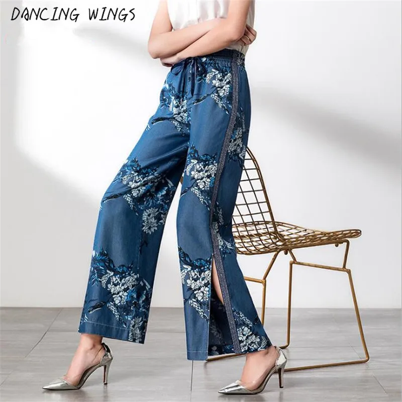 Spring Summer Printed Tencel Denim Wide Leg Pants Plus Size Side Split High Waist Straight Pants Women
Spring Summer Printed Tencel Denim Wide Leg Pants Plus Size Side Split High Waist Straight Pants Women