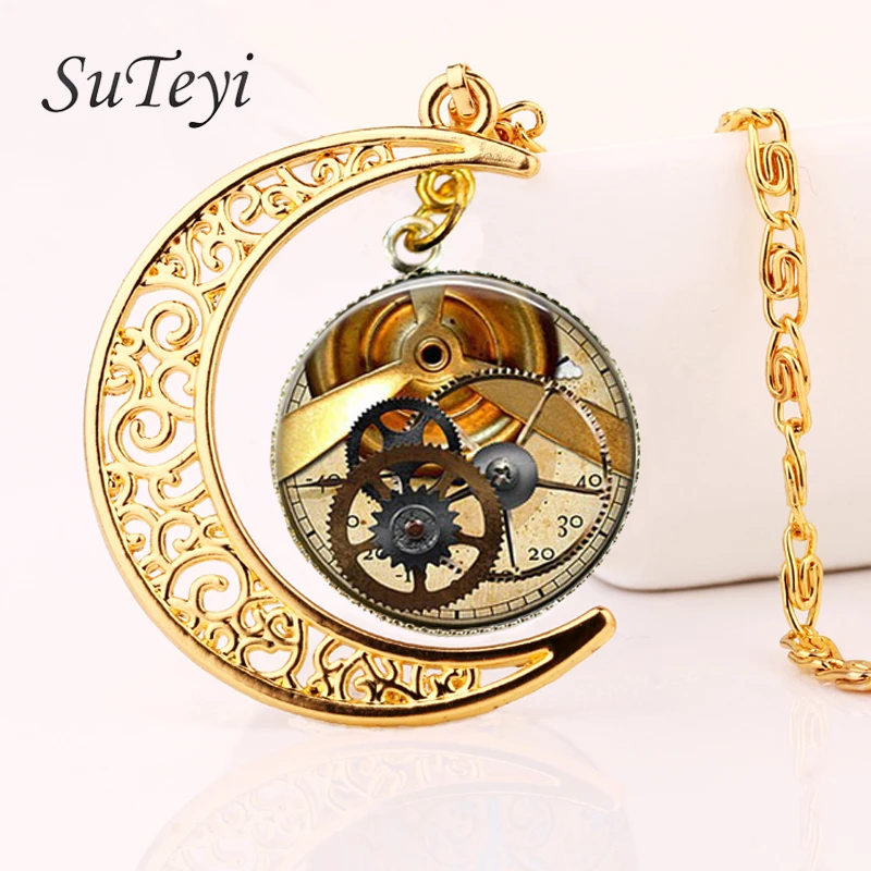 SUTEYI fashion punk style witchcraft gold moon Accessories retro steampunk glass necklace personality jewelry pendant necklace
SUTEYI fashion punk style witchcraft gold moon Accessories retro steampunk glass necklace personality jewelry pendant necklace