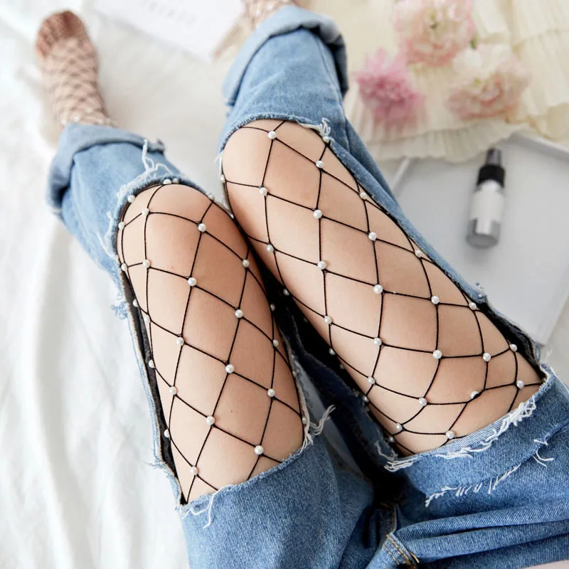 Fashion Pearl Women Stocking Sexy Fishnets Female Pantyhose Summer Hollow Out Ladies Mesh Tight Girls Thigh High Stockings
Fashion Pearl Women Stocking Sexy Fishnets Female Pantyhose Summer Hollow Out Ladies Mesh Tight Girls Thigh High Stockings