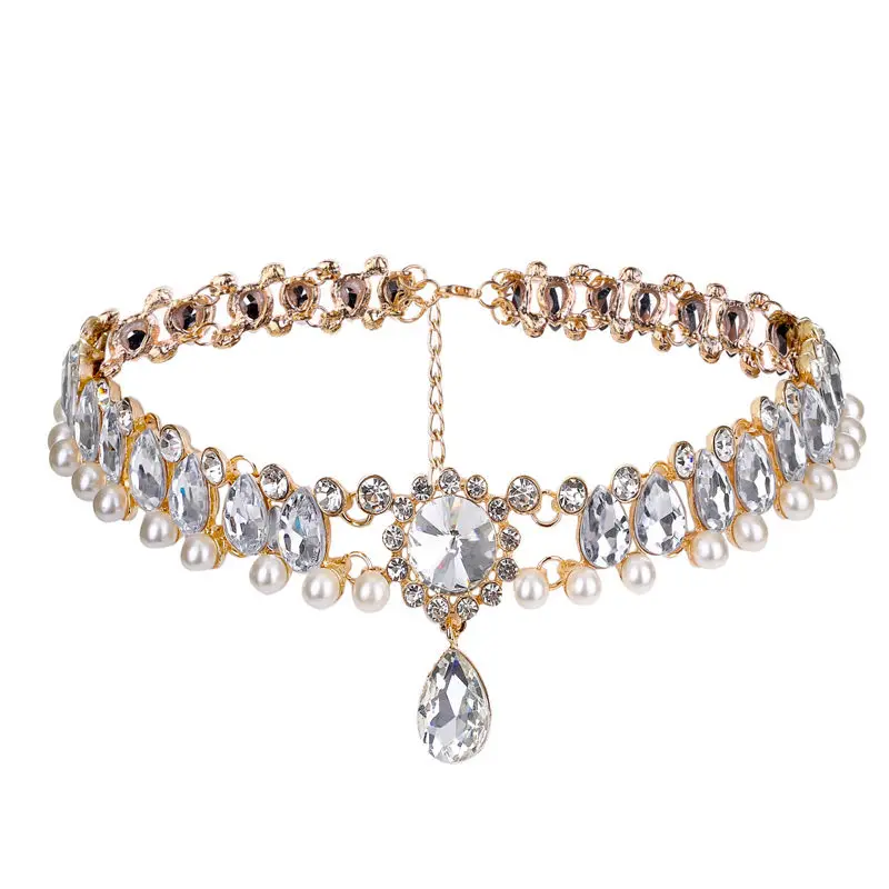 Sexy Women Rhinestone Choker Necklace Luxury Crystal Bib Chain Collar Chokers Statement Pendant Necklace Women Jewelry Shellhard