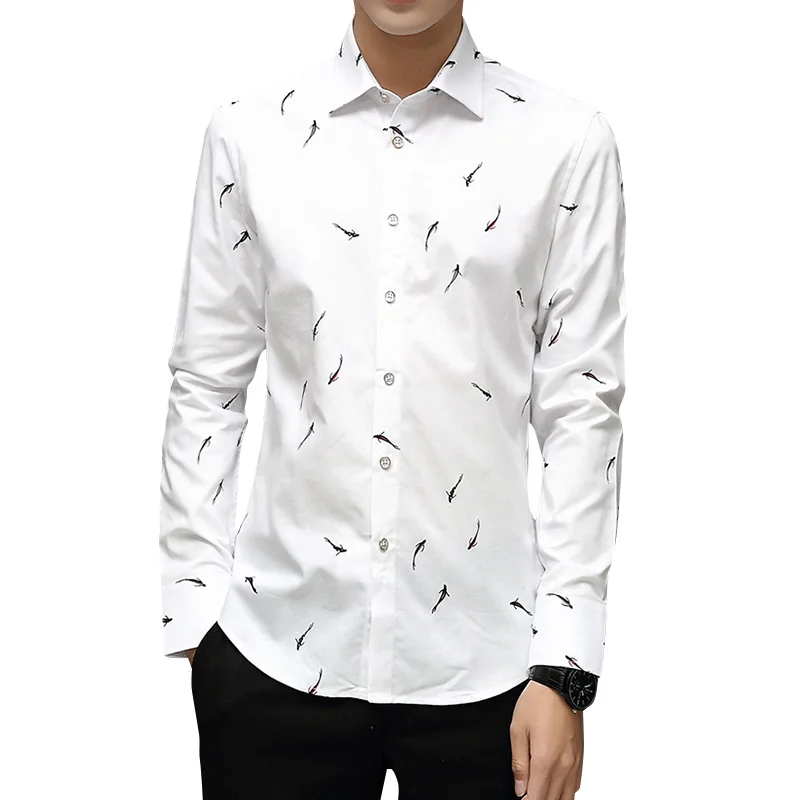 BROWON Brand Luxury Men Shirt Long Sleeve Turn-down Collar Fish Print Party Shirt Big Size 5XL Men Clothes 2019
BROWON Brand Luxury Men Shirt Long Sleeve Turn-down Collar Fish Print Party Shirt Big Size 5XL Men Clothes 2019