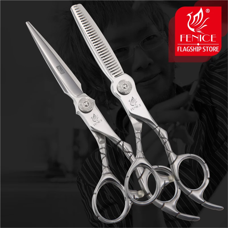 Fenice Japan 440C hair cutting scissors thinning shears professional barber scissors set engraved non-slip handle vintage shear
Fenice Japan 440C hair cutting scissors thinning shears professional barber scissors set engraved non-slip handle vintage shear