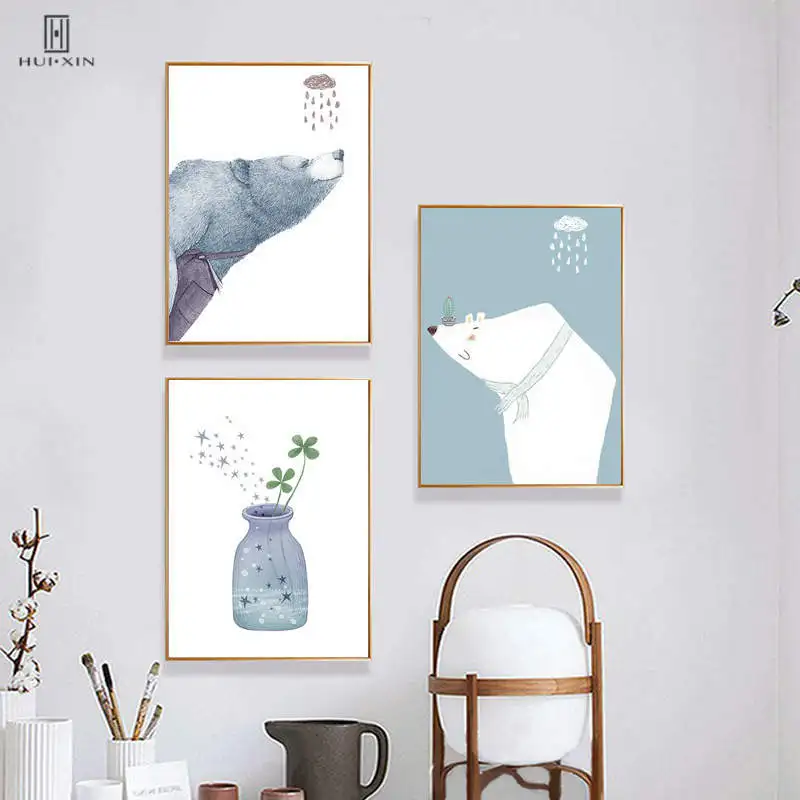 Cartoon Nursury Kids Room Style Canvas Paintings Lovely Bear Grass In Bottle Hearts Decorative Pictures For Home Hotel Decor
Cartoon Nursury Kids Room Style Canvas Paintings Lovely Bear Grass In Bottle Hearts Decorative Pictures For Home Hotel Decor