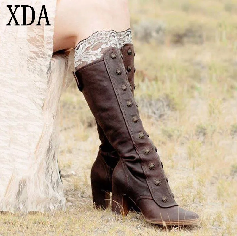 XDA 2019 Women Fashion Roman style Medieval high heel boots rivet pointed toe Martin Boots Fashion Casual Shoes Knee Boots
XDA 2019 Women Fashion Roman style Medieval high heel boots rivet pointed toe Martin Boots Fashion Casual Shoes Knee Boots