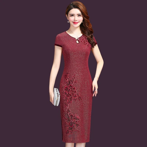 Summer Simple Elegant Fashion Wedding Banquet Mother Noble Cheongsam 2018 New Short Sleeve And Round Collar Office Lady Dresses
Summer Simple Elegant Fashion Wedding Banquet Mother Noble Cheongsam 2018 New Short Sleeve And Round Collar Office Lady Dresses