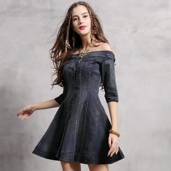 ATKULLQZ Hot Women's New fashion clothing 2020 spring new word collar big swing Dress Vintage spell receiving waist denim dress
ATKULLQZ Hot Women's New fashion clothing 2020 spring new word collar big swing Dress Vintage spell receiving waist denim dress