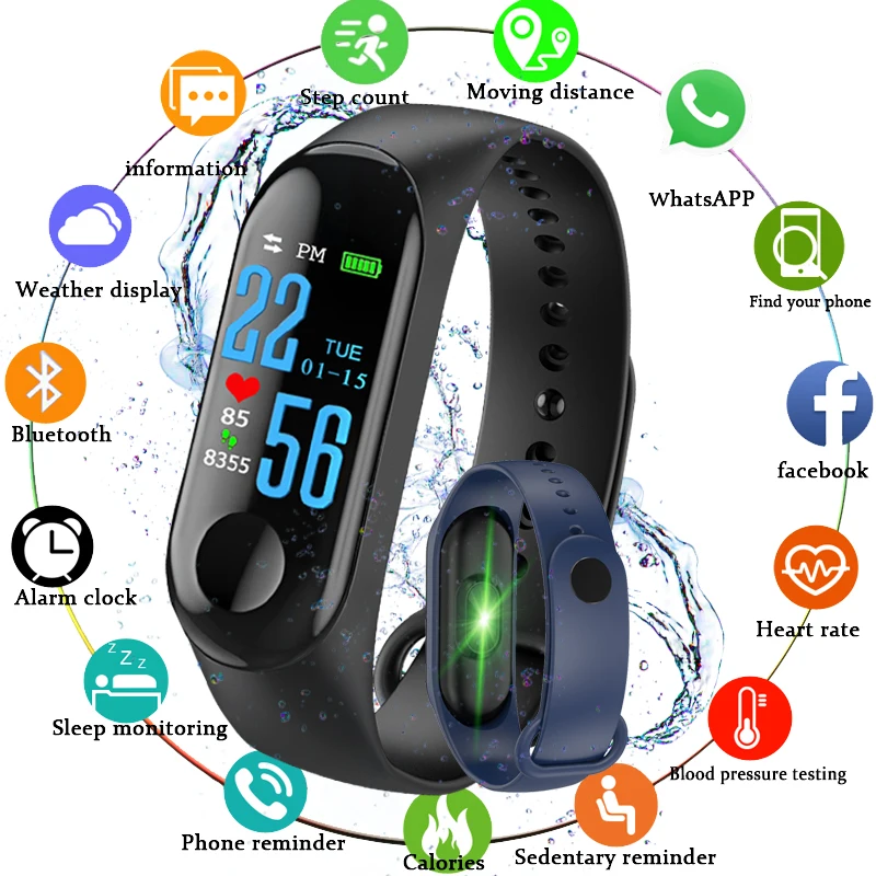 Smart Wristband Bracelet M3 Fitness Tracker Pedometer Blood Pressure Heart Rate Monitor Waterproof Wristband PK Xiaomi Band 3
Smart Wristband Bracelet M3 Fitness Tracker Pedometer Blood Pressure Heart Rate Monitor Waterproof Wristband PK Xiaomi Band 3