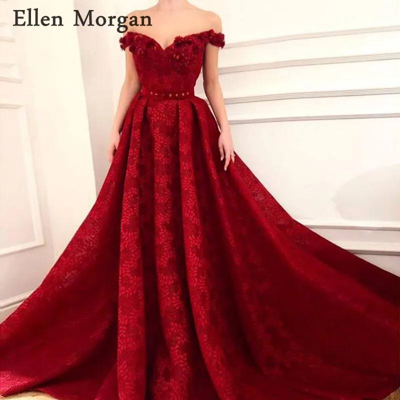 Burgundy Off Shoulder Evening Dresses Party Elegant for Women Sweetheart Lace Zipper Court Train Custom Formal Prom Gowns 2019
Burgundy Off Shoulder Evening Dresses Party Elegant for Women Sweetheart Lace Zipper Court Train Custom Formal Prom Gowns 2019