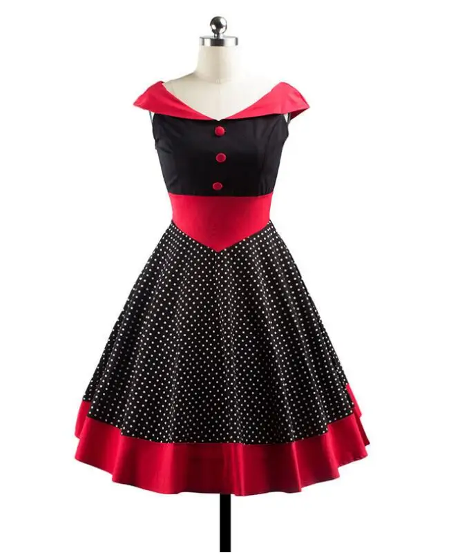 New Polka Dots Button Decorated V Neck Empire Waist 1950s Vintage Style Tunic Dress Ball Gown
New Polka Dots Button Decorated V Neck Empire Waist 1950s Vintage Style Tunic Dress Ball Gown