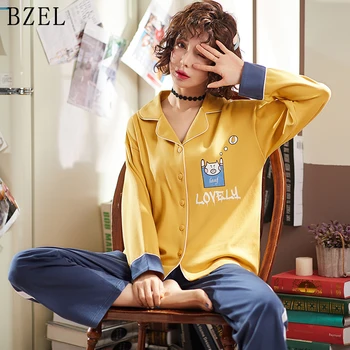BZEL Autumn Winter Women Pyjamas Cotton Long Tops Set Female Pajamas Set NightSuit Sleepwear Sets Long Pant Two Piece Set M-2XL
BZEL Autumn Winter Women Pyjamas Cotton Long Tops Set Female Pajamas Set NightSuit Sleepwear Sets Long Pant Two Piece Set M-2XL