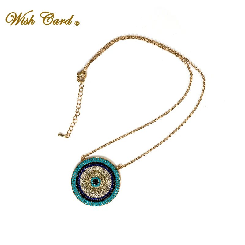 Wish Card Multi CZ Crystal Big Round Pendant Turkey Evil Eye Necklace for Women Jewelry Gold Color Chain Jewelry Gift EY5229
Wish Card Multi CZ Crystal Big Round Pendant Turkey Evil Eye Necklace for Women Jewelry Gold Color Chain Jewelry Gift EY5229