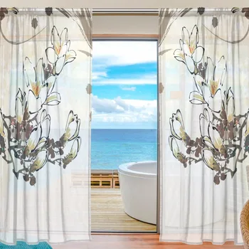 Sheer Curtains Door Panels 55x78/55x84 Inch,Polyester Voile Window Curtain Sheers 2 Panels,Chinese Painting Brown Flowers
Sheer Curtains Door Panels 55x78/55x84 Inch,Polyester Voile Window Curtain Sheers 2 Panels,Chinese Painting Brown Flowers