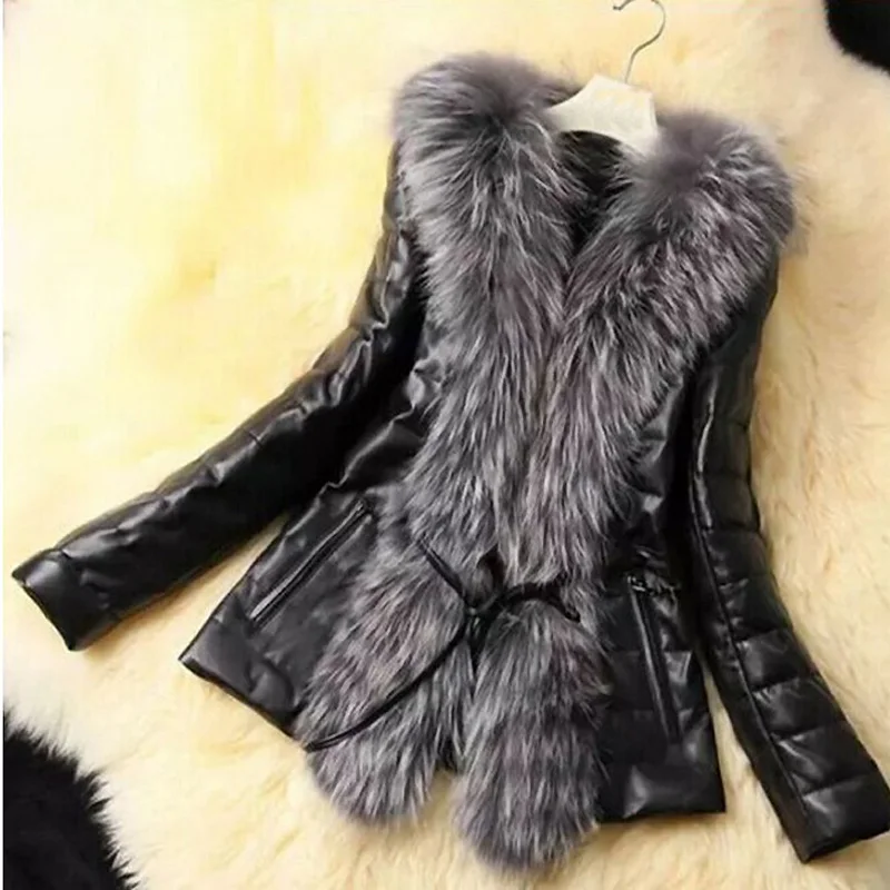 Фото Women 2019 New Stylish Slim Winter Jacket Faux Fur Plus Size Collar Coat Female Charming Outerwear WWP200 | Женская одежда