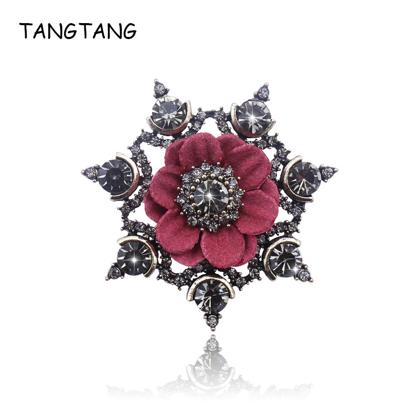 Antique Bronze Plated Rhinestone Flower Brooch Red Velvet Petal Unique Design Gorgeous Fascination Scarf Pins Jewelry For Women
Antique Bronze Plated Rhinestone Flower Brooch Red Velvet Petal Unique Design Gorgeous Fascination Scarf Pins Jewelry For Women