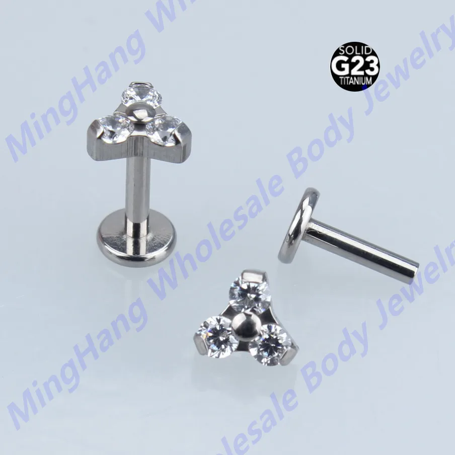 G23 Titanium 3 Crystal Petals Flower 16G Internally Threaded Labret Lip Ear Cartilage Helix Tragus Stud Piercing Body Jewelry
G23 Titanium 3 Crystal Petals Flower 16G Internally Threaded Labret Lip Ear Cartilage Helix Tragus Stud Piercing Body Jewelry