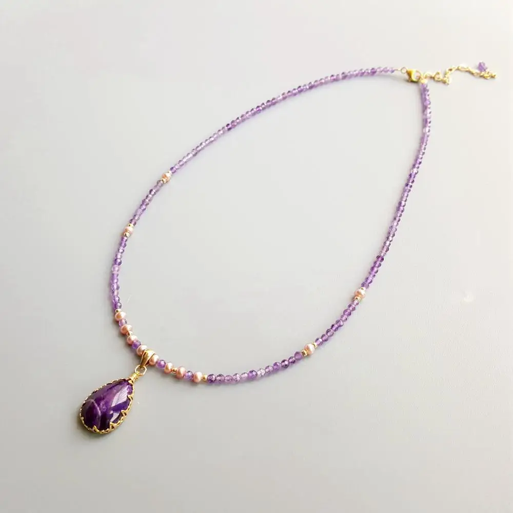 LiiJi Genuine Amethysts Purple Pearl with Sugilites Pendant Charms G-F Delicated Handmade Necklace
LiiJi Genuine Amethysts Purple Pearl with Sugilites Pendant Charms G-F Delicated Handmade Necklace