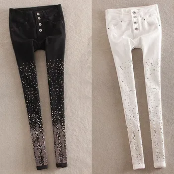 Autumn Women Rhinestone Jeans High Waist Single Breasted Denim Pants Plus Size Denim Pencil Pants
Autumn Women Rhinestone Jeans High Waist Single Breasted Denim Pants Plus Size Denim Pencil Pants