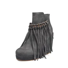 Fringe Wedge Ankle Boots Suede Anti Slip Durable Platform Boots for Women Winter Warm Tan Grey Shoes
Fringe Wedge Ankle Boots Suede Anti Slip Durable Platform Boots for Women Winter Warm Tan Grey Shoes