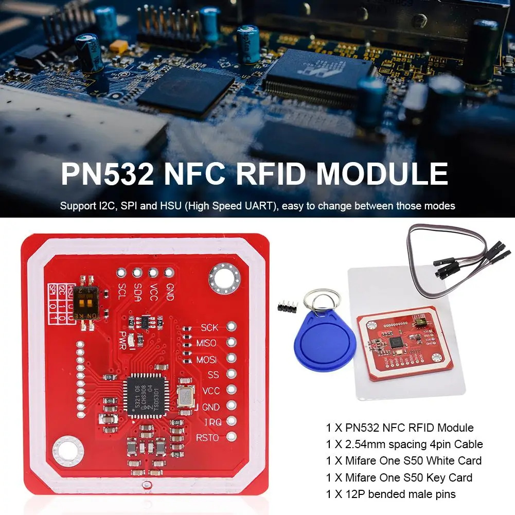 GREATZT PN532 NFC RFID Wireless Module V3 User Kits Reader Writer Mode IC S50 Card PCB Attenna I2C IIC SPI HSU For Arduino
GREATZT PN532 NFC RFID Wireless Module V3 User Kits Reader Writer Mode IC S50 Card PCB Attenna I2C IIC SPI HSU For Arduino