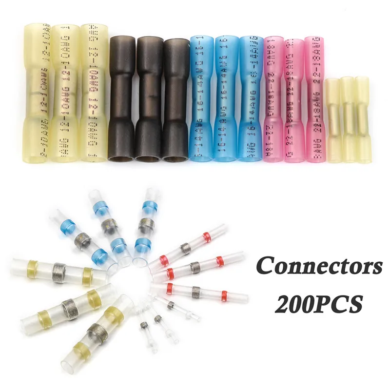 200Pcs Insulated&waterproof Soldering Sleeve Connectors+ Heat Shrink Wire Terminals Seal Butt Wire Cable Connectors Kit
200Pcs Insulated&waterproof Soldering Sleeve Connectors+ Heat Shrink Wire Terminals Seal Butt Wire Cable Connectors Kit