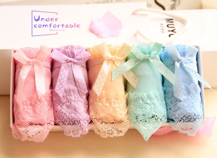 Freshness Candy Color Lace Women Underwear 100% Pure Cotton Female Lovely Intimates Bowknot Panties Mid-Rise Girl Briefs
Freshness Candy Color Lace Women Underwear 100% Pure Cotton Female Lovely Intimates Bowknot Panties Mid-Rise Girl Briefs