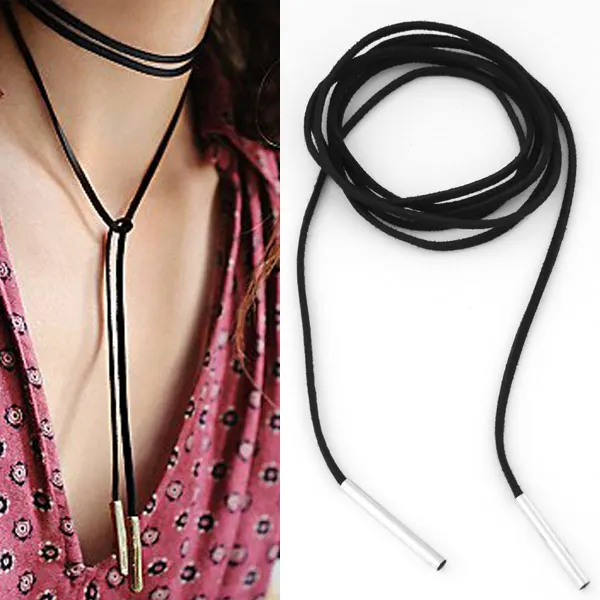 Hot Sale Bowknot Design Silver-color Bar End Charms Long Rope Black Leather Choker Necklace Women Jewelry collier femme Torques
Hot Sale Bowknot Design Silver-color Bar End Charms Long Rope Black Leather Choker Necklace Women Jewelry collier femme Torques