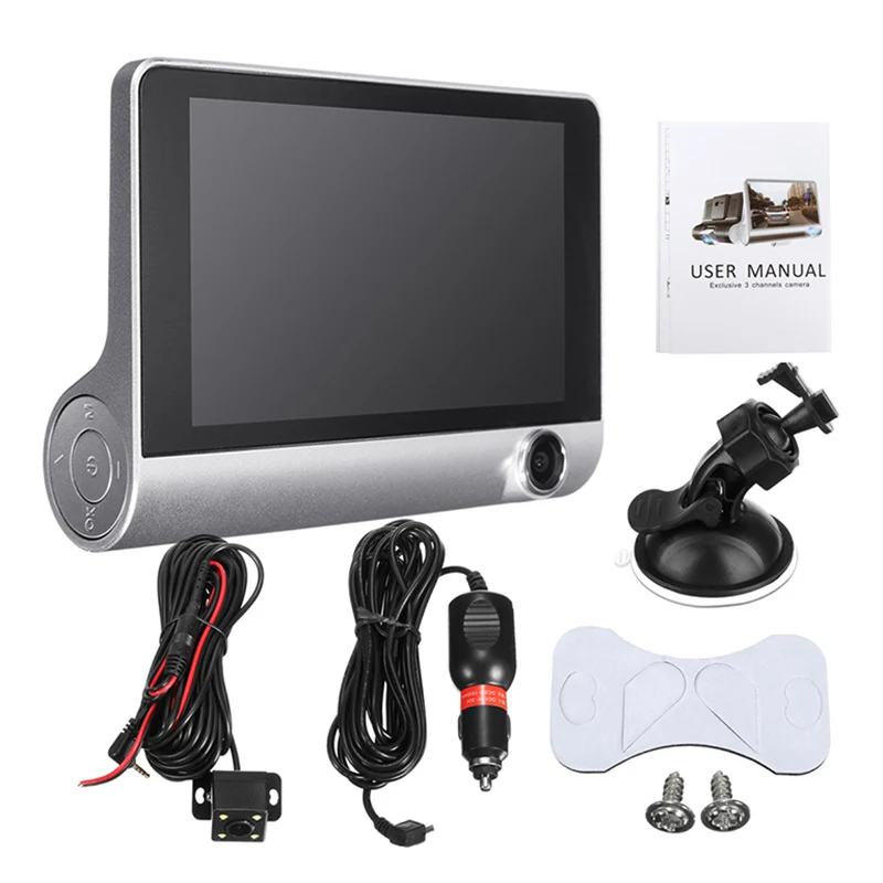 4'' 1080P HD 3 Lens Car DVR Video Dash Cam Camera Night Vision + Rearview Camera
4'' 1080P HD 3 Lens Car DVR Video Dash Cam Camera Night Vision + Rearview Camera