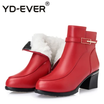 YD-EVER Genuine Leather Women Ankle Boots Thick high Heels Boots Winter Autumn Boots Warm wool Fur snow boots Big Size 9333
YD-EVER Genuine Leather Women Ankle Boots Thick high Heels Boots Winter Autumn Boots Warm wool Fur snow boots Big Size 9333