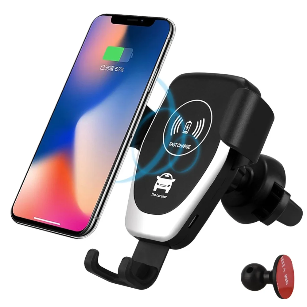 

10W Qi Wireless Charger For iPhone X XS Max XR 8 Plus Car Mount Fast wireless Charging Phone Holder for Samsung S8 S9+ Note9 8