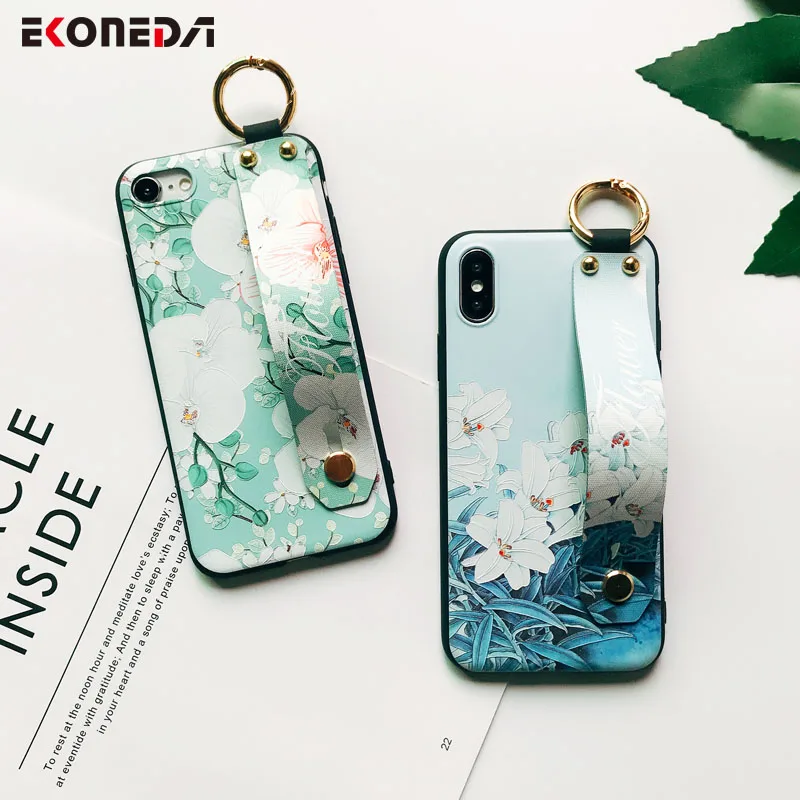 EKONEDA Wristband Case For iPhone 7 Case Strap Floral Silicone Cover For iPhone 8 6 6S 7 Plus X XS Max XR Case With Holder
EKONEDA Wristband Case For iPhone 7 Case Strap Floral Silicone Cover For iPhone 8 6 6S 7 Plus X XS Max XR Case With Holder
