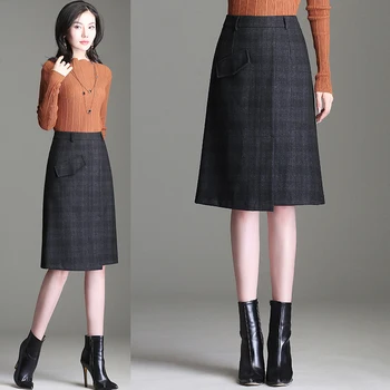 Fall Winter Vintage Womens Female Plaid High Waisted Knee Length Wool Skirt , Autumn Office Ladies Woman Slim 4xl Woolen Skirts
Fall Winter Vintage Womens Female Plaid High Waisted Knee Length Wool Skirt , Autumn Office Ladies Woman Slim 4xl Woolen Skirts