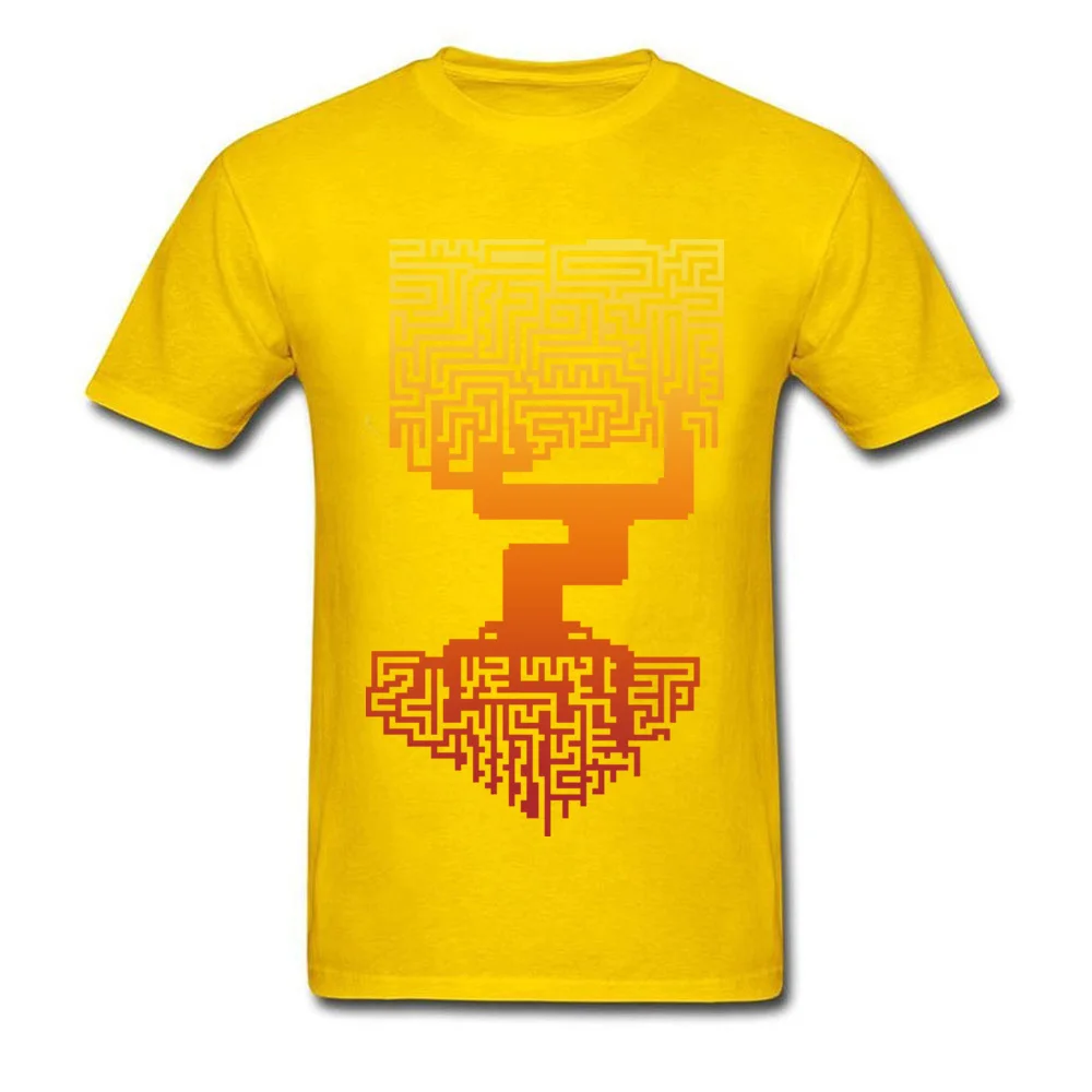Tree Labyrinth Pure Cotton Summer Tops Shirts Fashion Short Sleeve Men Tshirts Design Summer Fall Tops Shirt Crew Neck Tree Labyrinth yellow