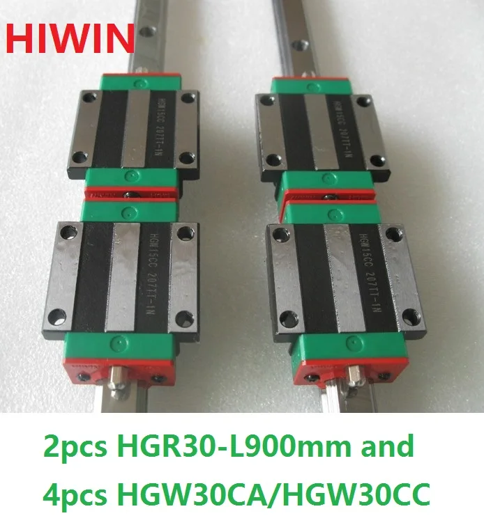 

2pcs 100% original Hiwin linear guide HGR30 -L 900mm + 4pcs HGW30CA HGW30CC flange block carriage for cnc router
