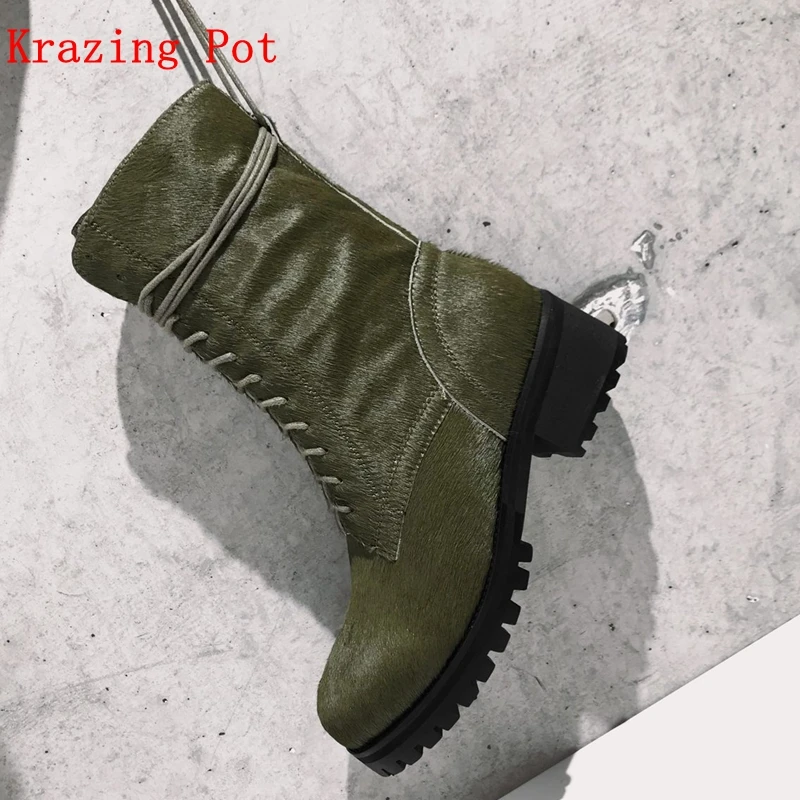 Krazing Pot 2018 horsehair cow suede thick heels British school cross-tied rock European designer western cowboy ankle boots L10
Krazing Pot 2018 horsehair cow suede thick heels British school cross-tied rock European designer western cowboy ankle boots L10