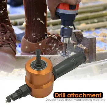 Nibbler Sheet Metal Cut Double Head Sheet Metal Cutter Drill Attachment Home Hand Tools Power Tools Accessories