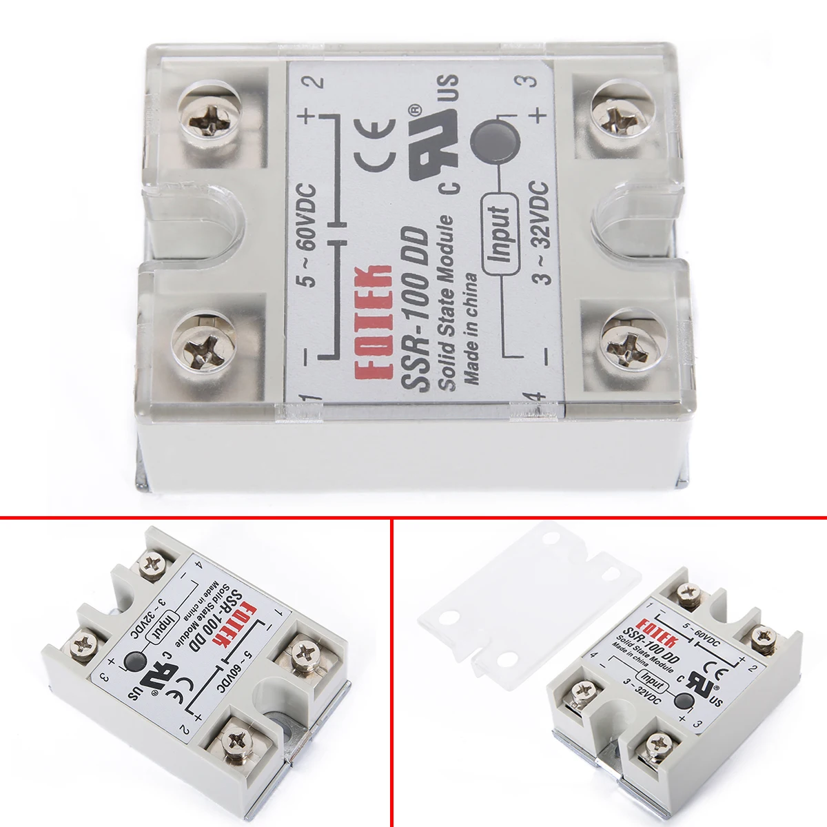 1pc Reliable SSR-100DD Solid State Module Solid-state Relays 100A 3-32V DC/5-60V DC Control 62*45*22mm Mayitr