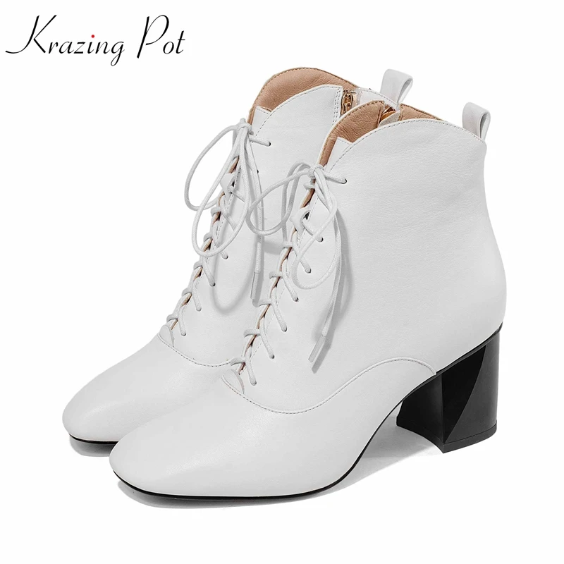 krazing pot genuine leather gladiator Rome high street fashion Chelsea boots women White black color plus size ankle boots L37
krazing pot genuine leather gladiator Rome high street fashion Chelsea boots women White black color plus size ankle boots L37