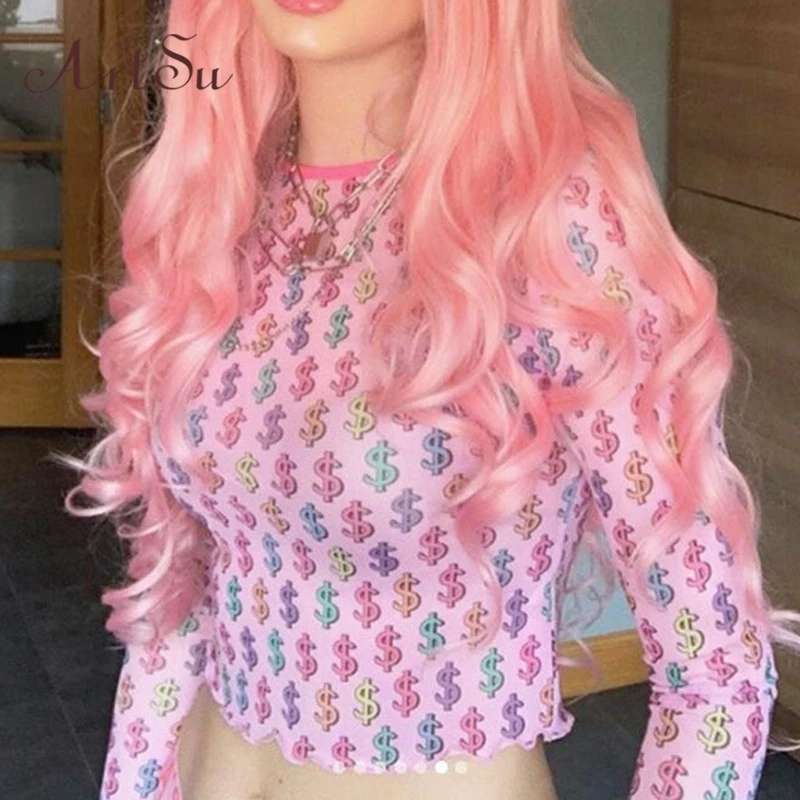 ArtSu Harajuku Fashion Long Sleeve Crop Top Printed Tshirt Pink Shirt Cute Sexy Mesh Top Transparent Summer Streetwear ASTS21084
ArtSu Harajuku Fashion Long Sleeve Crop Top Printed Tshirt Pink Shirt Cute Sexy Mesh Top Transparent Summer Streetwear ASTS21084