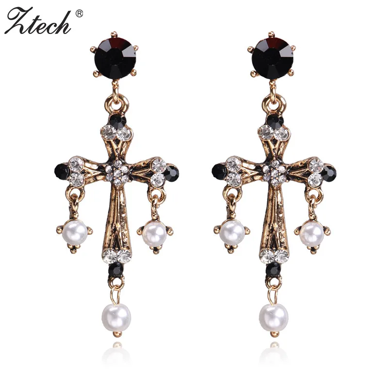 Ztech Simulated-pearl Earrings with Rhinestone Retro Metal Statement Earrings Cross Tassel Earrings Women Bohemian Jewelry
Ztech Simulated-pearl Earrings with Rhinestone Retro Metal Statement Earrings Cross Tassel Earrings Women Bohemian Jewelry