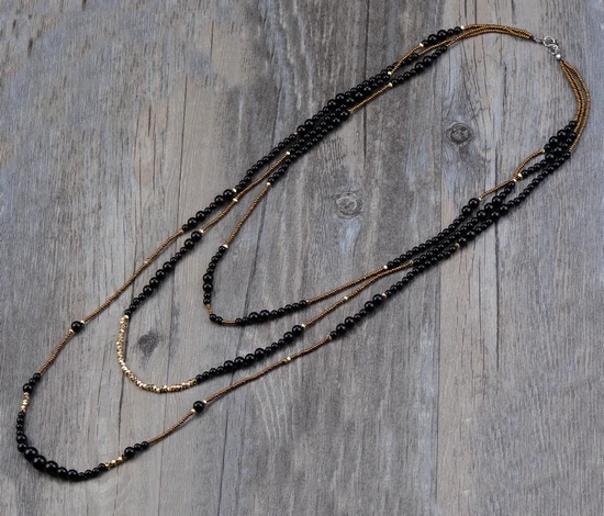Boho Black Onyx with Seed Beads 3 Layers Beaded Necklace Classic Natural Stones Women Statement Necklace Vintage Jewelry
Boho Black Onyx with Seed Beads 3 Layers Beaded Necklace Classic Natural Stones Women Statement Necklace Vintage Jewelry