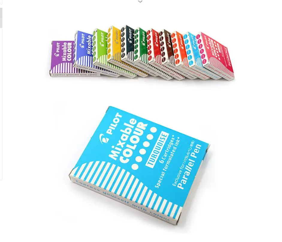 Pilot Parallel Calligraphy Pen Refill colour ink cartridges 6 pcs/box Blue/Black/Red /violet/pink/green/yellow/ mixable Color
Pilot Parallel Calligraphy Pen Refill colour ink cartridges 6 pcs/box Blue/Black/Red /violet/pink/green/yellow/ mixable Color