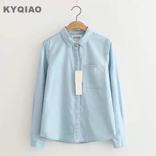 Denim shirt 2019 mori girls autumn spring Japanese style fresh long sleeve turn-down collar light blue denim blouse
Denim shirt 2019 mori girls autumn spring Japanese style fresh long sleeve turn-down collar light blue denim blouse