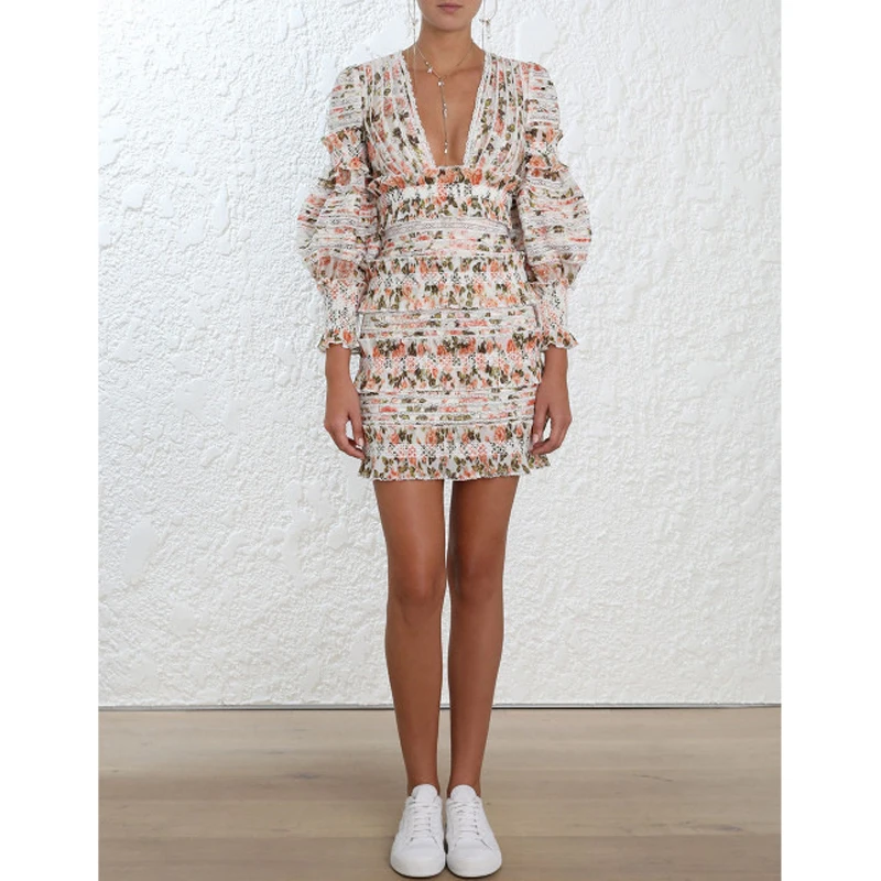 2018 New Arrival Europe Autumn Luxury Brand Runway Designer Cotton Resort Woman Mini Dress Elegant Sexy Deep V-neck Short Dress
2018 New Arrival Europe Autumn Luxury Brand Runway Designer Cotton Resort Woman Mini Dress Elegant Sexy Deep V-neck Short Dress