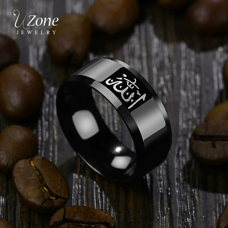 UZone Black Muslim Tattoo Ring Stainless Steel Wedding Bands Arabic Letter Ring Father's Gift Fashion Men Jewelry Drop Shipping
UZone Black Muslim Tattoo Ring Stainless Steel Wedding Bands Arabic Letter Ring Father's Gift Fashion Men Jewelry Drop Shipping