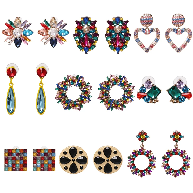 JUJIA 12 designs HOT SALE High quality statement fashion crystal stud Earrings for women girl party Factory Price wholesale
JUJIA 12 designs HOT SALE High quality statement fashion crystal stud Earrings for women girl party Factory Price wholesale