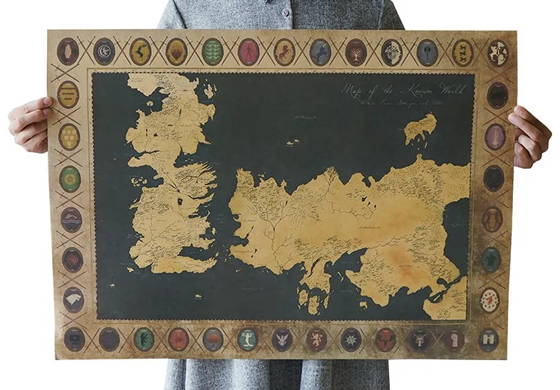 Game of Thrones World Map Vintage Kraft Paper Classic Movie Poster Magazine Art Cafe Bar Decoration Retro Posters and Prints
Game of Thrones World Map Vintage Kraft Paper Classic Movie Poster Magazine Art Cafe Bar Decoration Retro Posters and Prints