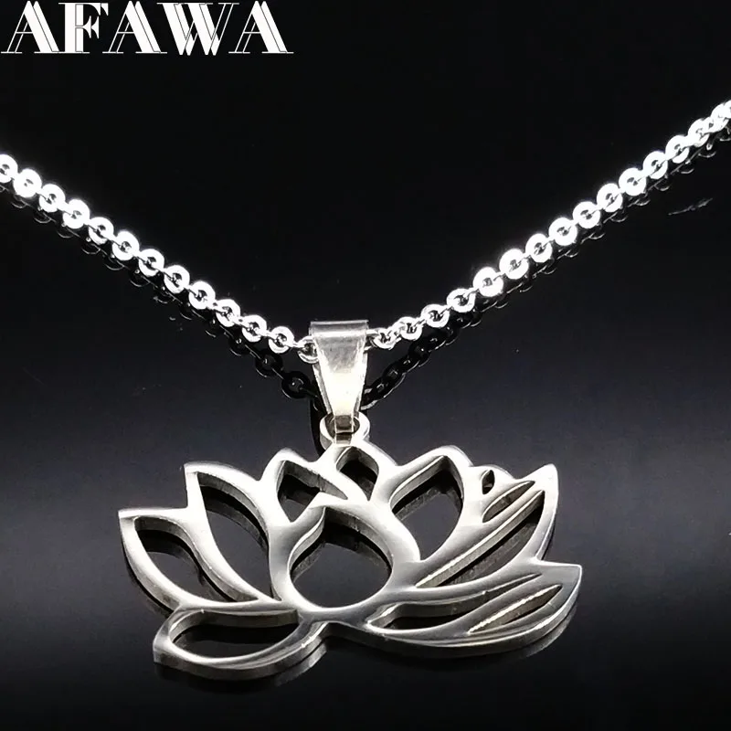 Модные ожерелья из нержавеющей стали серебряного цвета с цветком для женщин