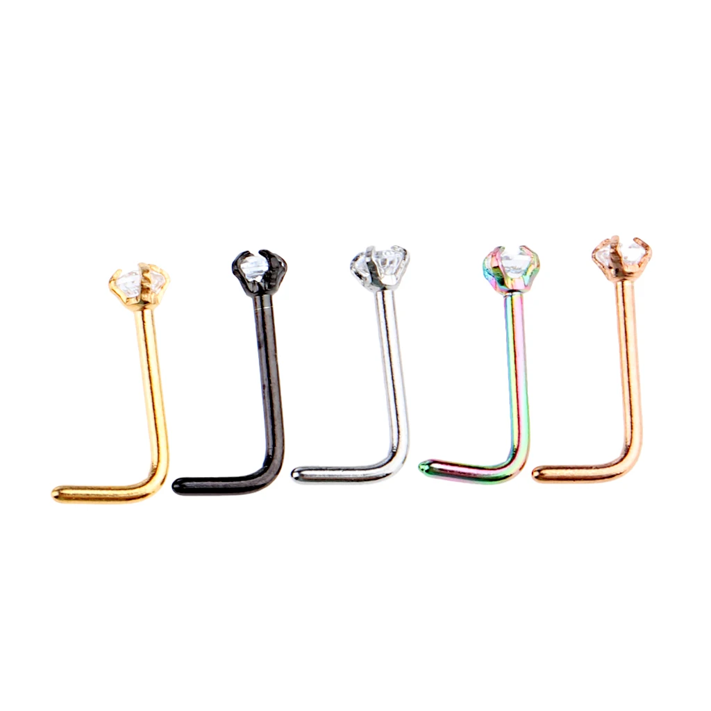 5 Pieces Fashion Nose Studs Nose Rings 316L Titanium Steel Cubic Zirconia 2.0mm L Shape 20G Women's Piercing Jewelry
5 Pieces Fashion Nose Studs Nose Rings 316L Titanium Steel Cubic Zirconia 2.0mm L Shape 20G Women's Piercing Jewelry