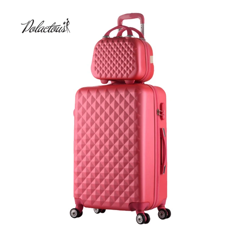 

Hot fashion sales Diamond lines Trolley suitcase set/travell case luggage/Pull Rod trunk rolling spinner wheels/ABS boarding bag