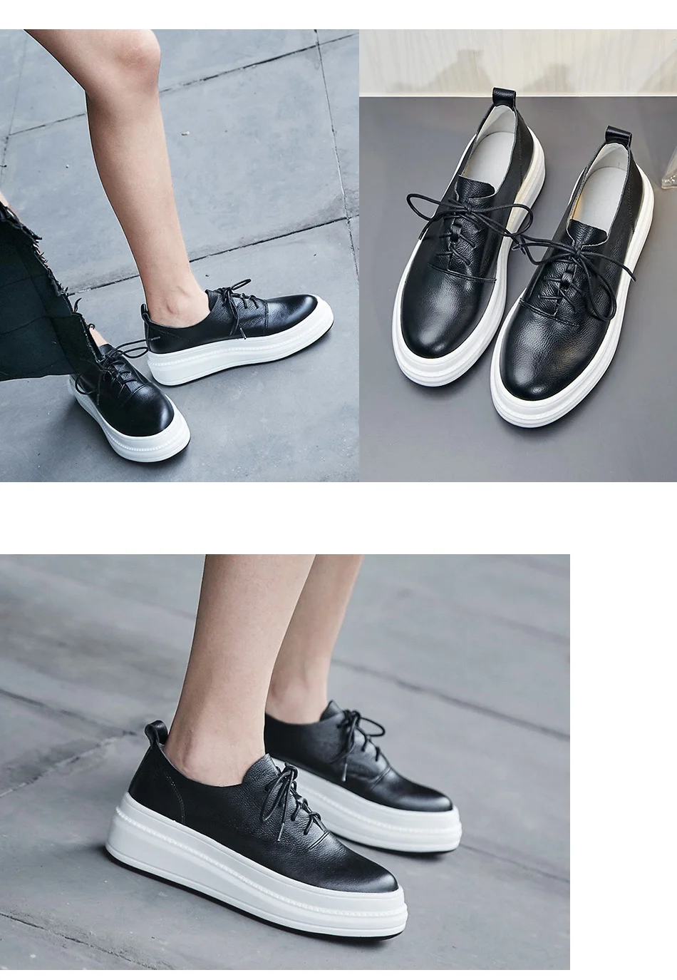 Donna-in Women Flats Shoes Platform Sneakers Shoes Genuine Leather Spring Fashion Sneakers Creepers Lace-up Comfortable Shoes (11)